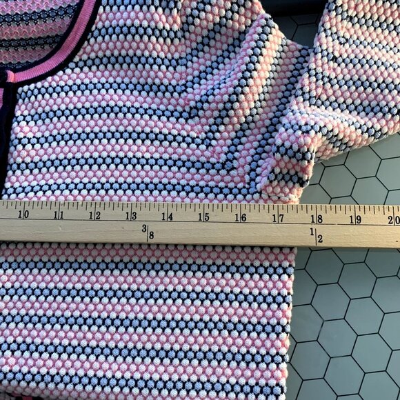 Talbots Cardigan Sweater Womens M Petite Pink Blue White Button Up Polka Dots - Picture 5 of 11